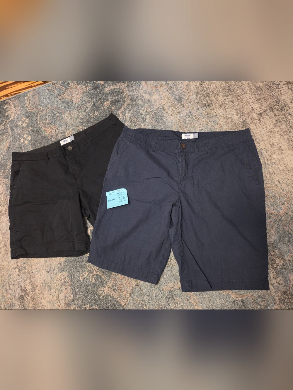 Bundle Old Navy Bermuda Shorts Size 14 Navy Blue & Black Lot of 2